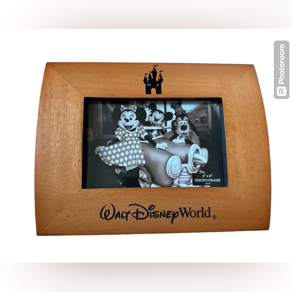 Walt Disney World Parks Wood Curved Castle 4"x 6" Photo Picture Frame NEW In Box